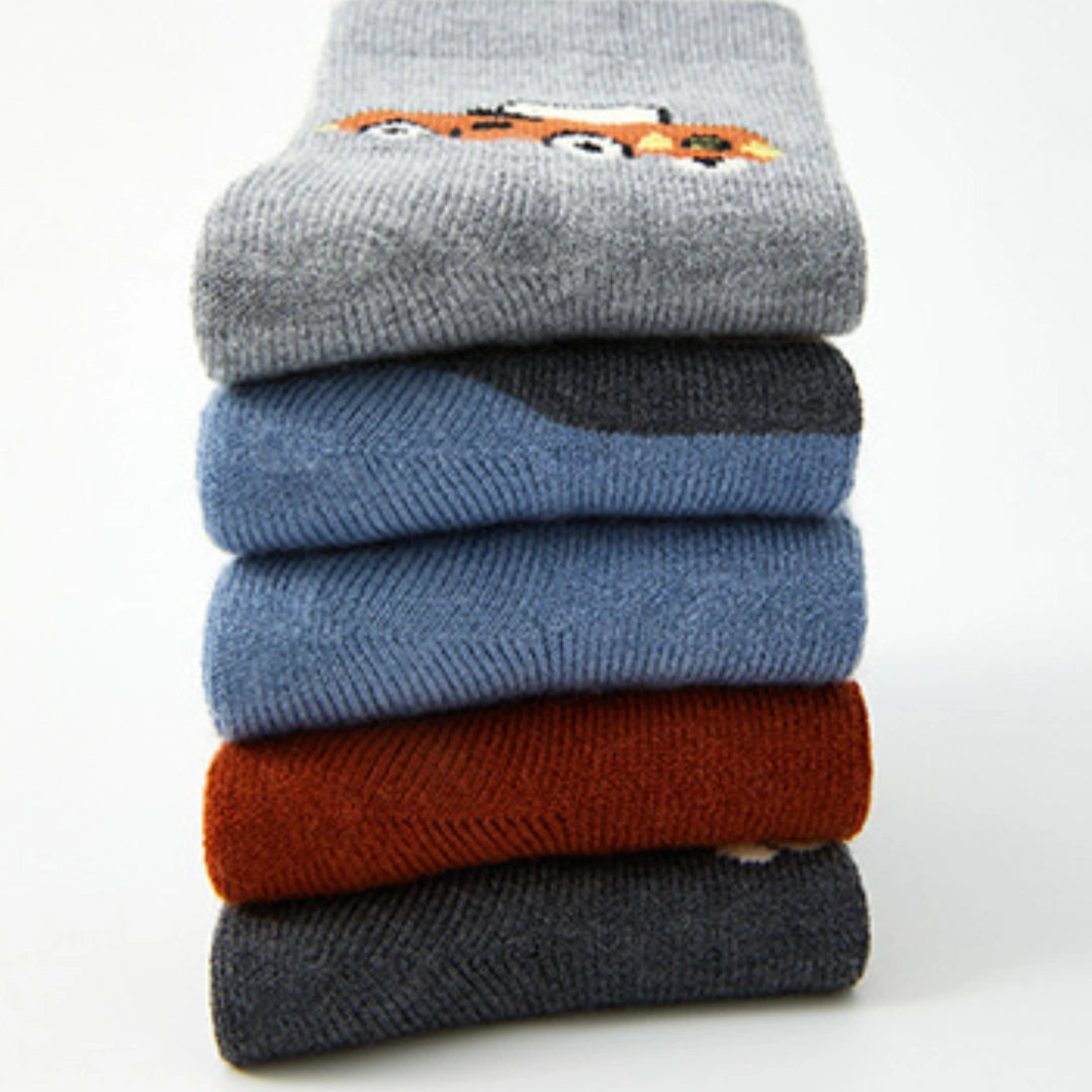 Kid's Winter Wool Blend Thermal Crew Socks 5-Pack