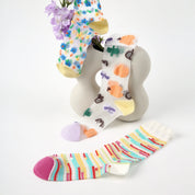 Aura Abstract Geometric Sheer Socks 3-Pack - sock set showing secure grip comfort