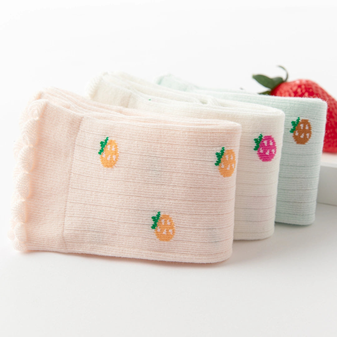 Baby & Toddler Sweet Fruit Garden Lettuce Edge Knee-High 3-Pack - sock set showing secure grip comfort