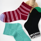 Modern Retro Artistic Textured Ankle Socks 3-Pack