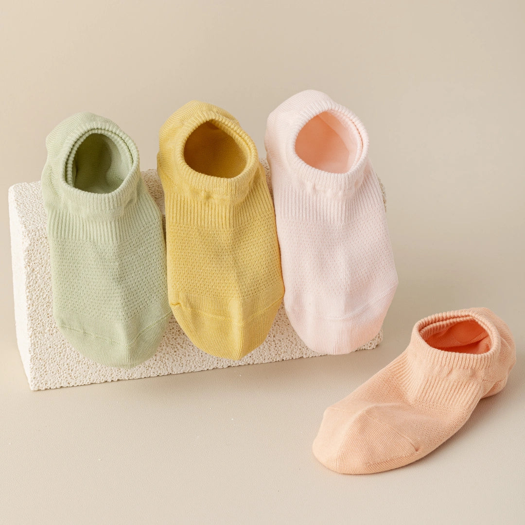 Women's 95% Cotton Candy Mesh No-Show Socks - product photo showing breathable mesh comfort