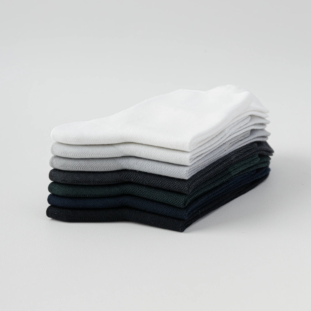 Men's 99% Supima® Cotton Ultra-Soft Mesh Crew Socks - product photo showing breathable mesh comfort