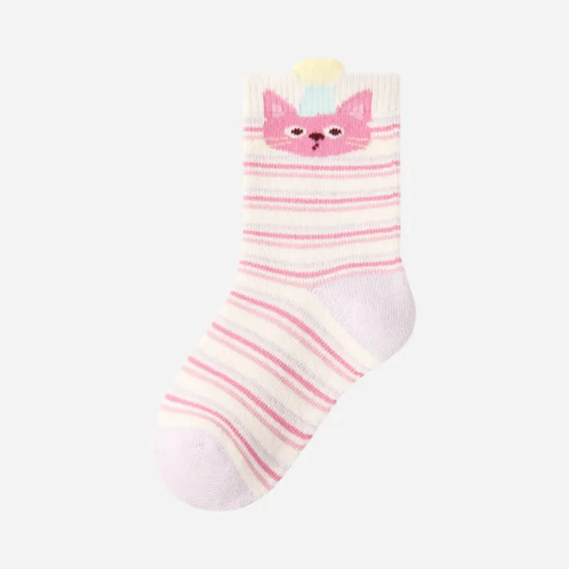 Kid's Kawaii Animals Crew Socks - 5 Pairs