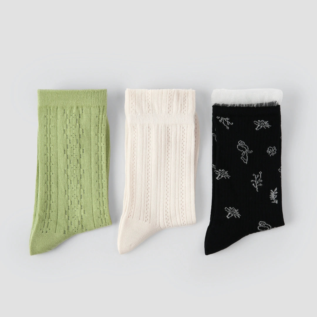 Women's Tulip Mesh Socks (3-Pack) - sock set showing breathable mesh comfort