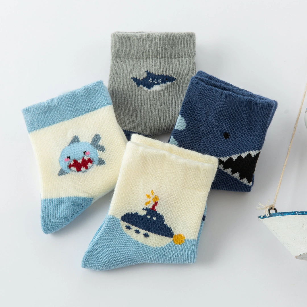 Baby’s Ocean Adventure Crew Socks 4-Pack