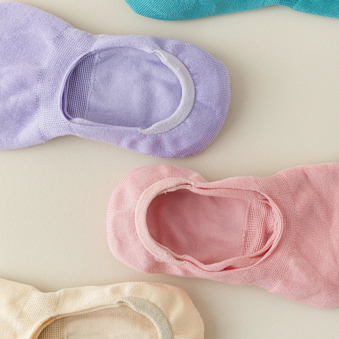 Women's Mulberry Silk & Modal Ultra-Thin No-Show Socks - product photo showing modal and mulberry silk comfort