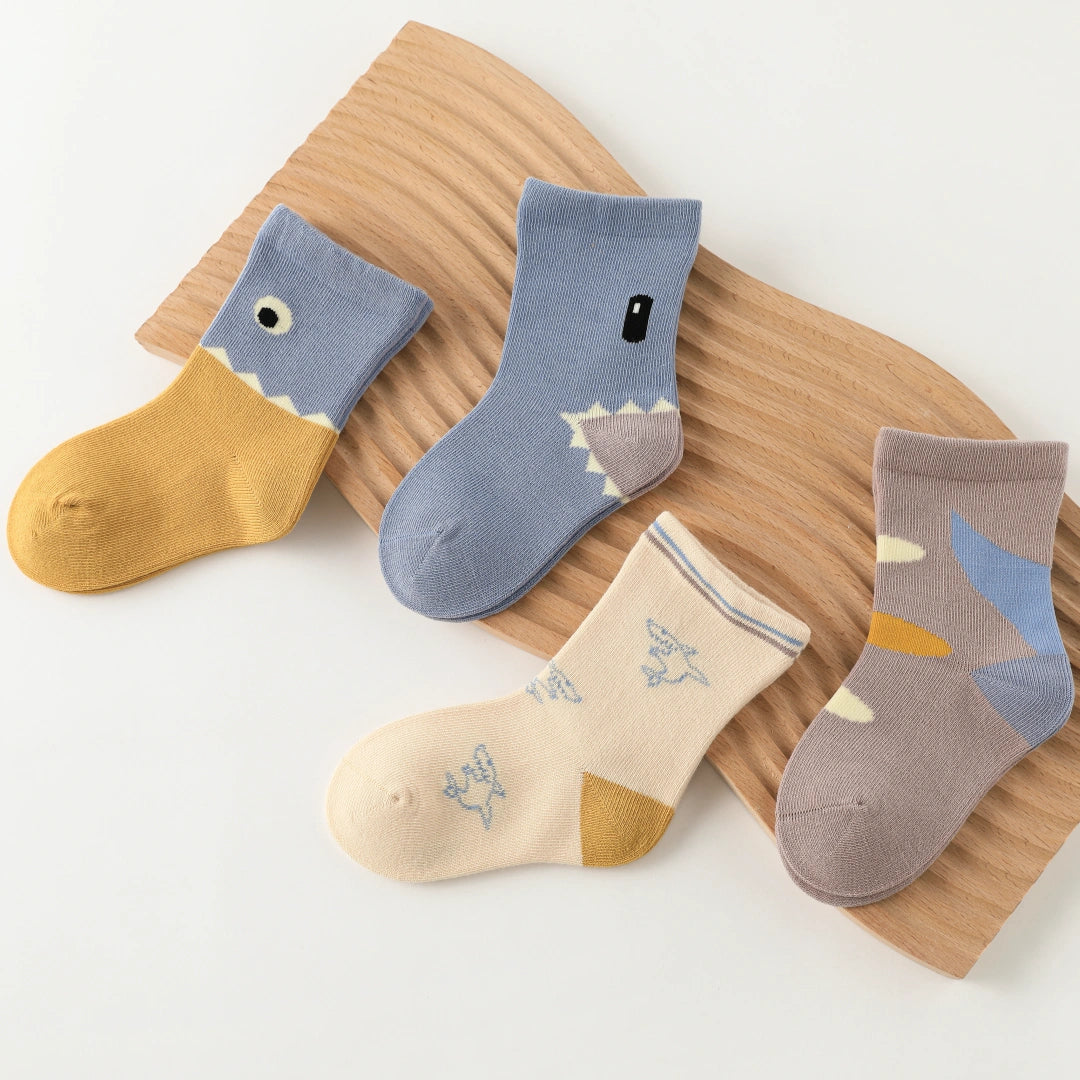 Baby’s Ocean Shark & Geometric Socks 4-Pack