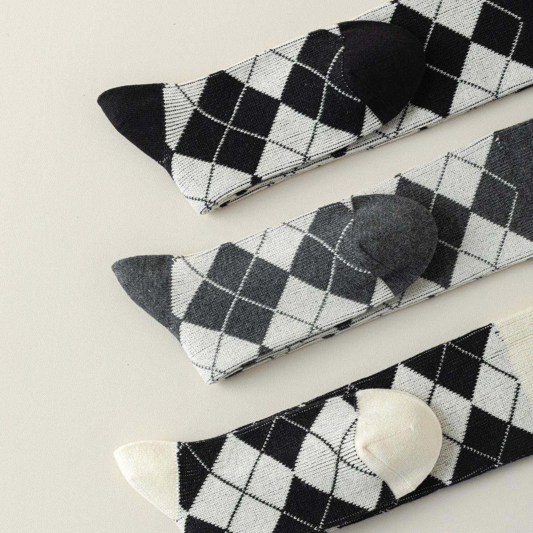 Preppy Argyle Knee Highs