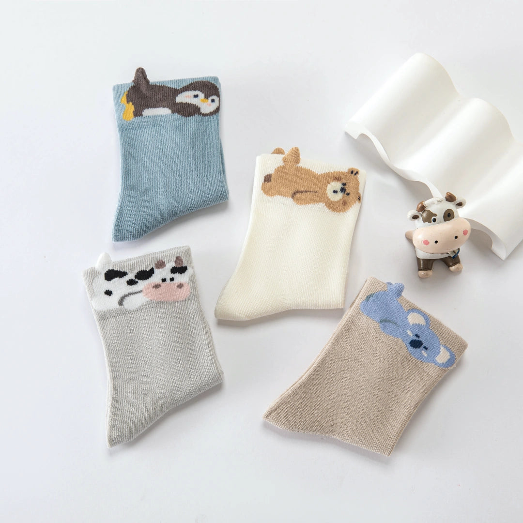 Baby’s Ultra-Soft Baby Cotton Animal Socks 4-Pack