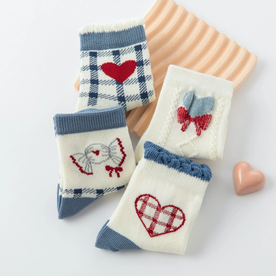 Baby’s Blue Plaid & Red Heart Love Socks 4-Pack