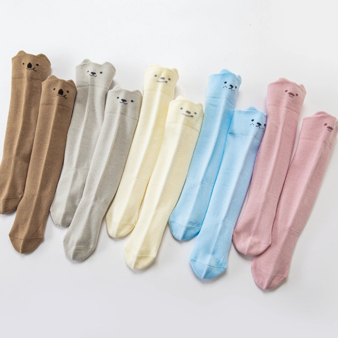 Baby’s Pastel Pals' 3D Ear & Minimalist Face Knee-High