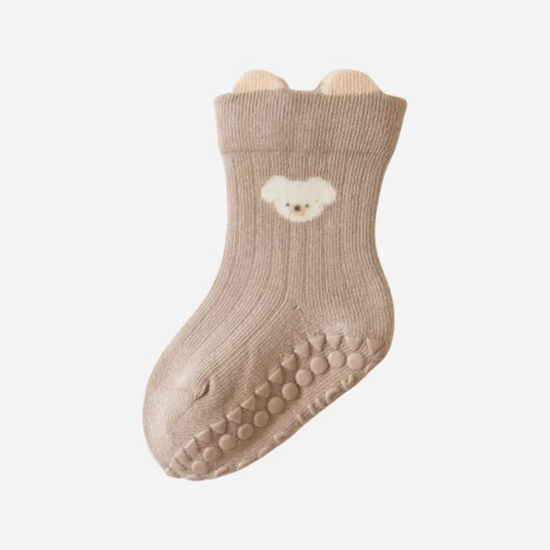 Babies Peekaboo Bear Grip Socks-3 Pairs