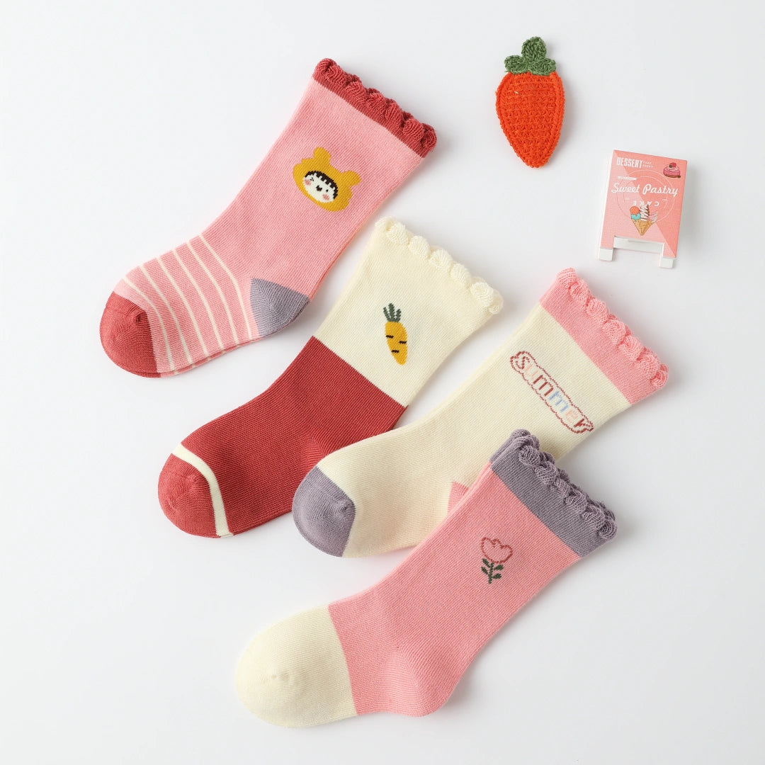 Baby’s Sweetheart & Carrot Ruffle Socks 4-Pack