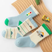 Baby’s Transportation & Construction Winter Terry Socks 3-Pack