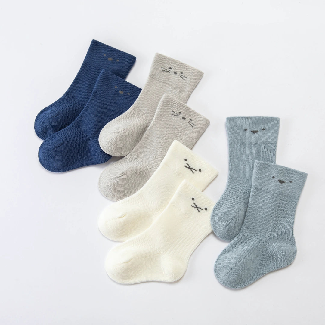 Baby’s Minimalist Line Art Ribbed Crew 4-Pack