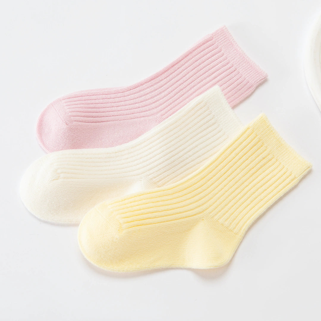 Baby’s Candy Pastel Solid Ribbed Socks 3-Pack
