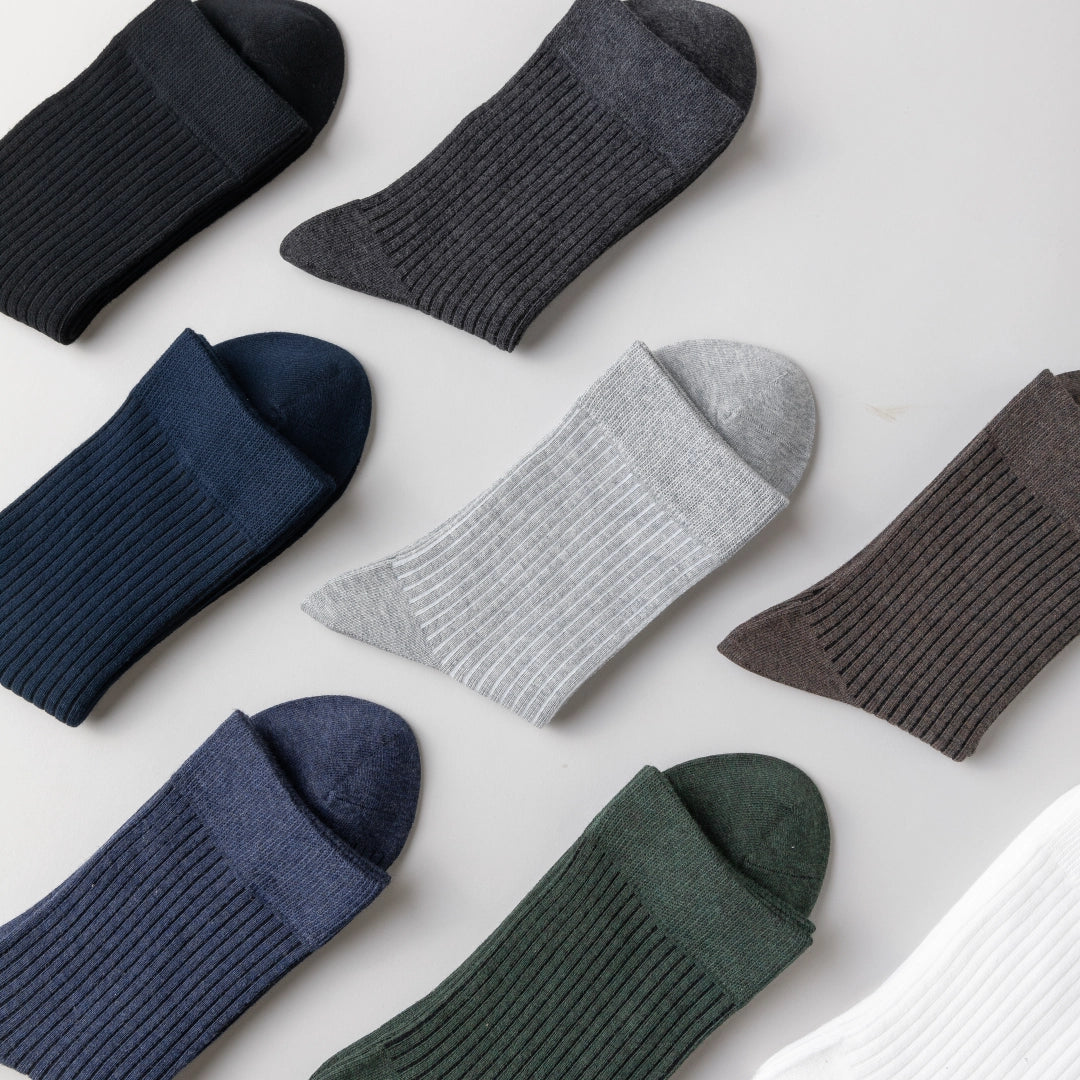 Men's 98% Cotton Classic Ribbed Crew Socks
