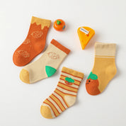 Baby’s Happy Harvest & Persimmon Cotton Crew Socks 4-Pack