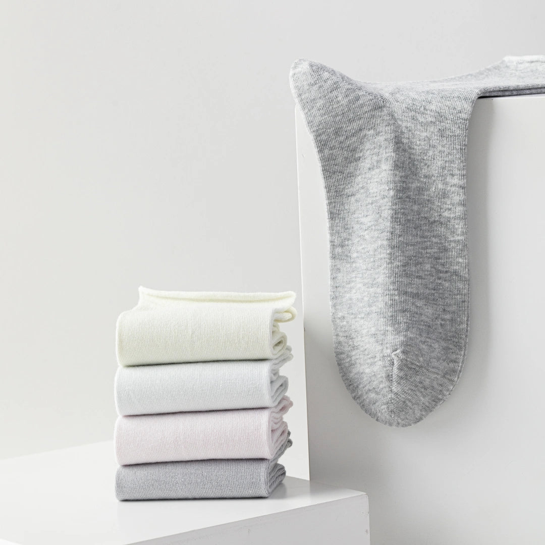 Women's 98% Cotton Ultra-Soft Roll-Top Crew Socks - product photo showing soft cotton-rich comfort