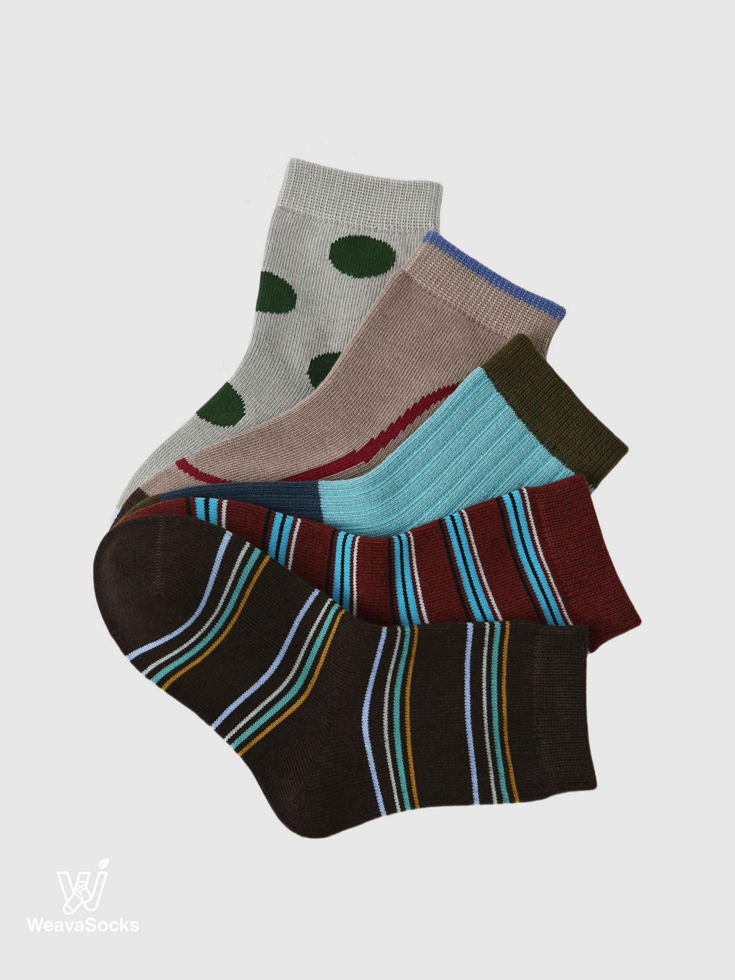 Kids' Mocha Speckle & Stripe-5 Pack