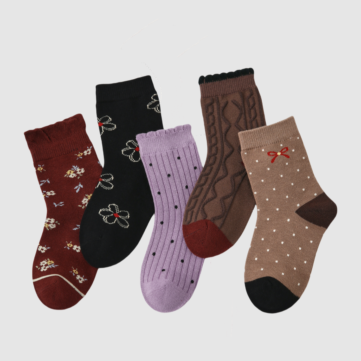 Kids' Plum Cocoa Bowties-5 Pack