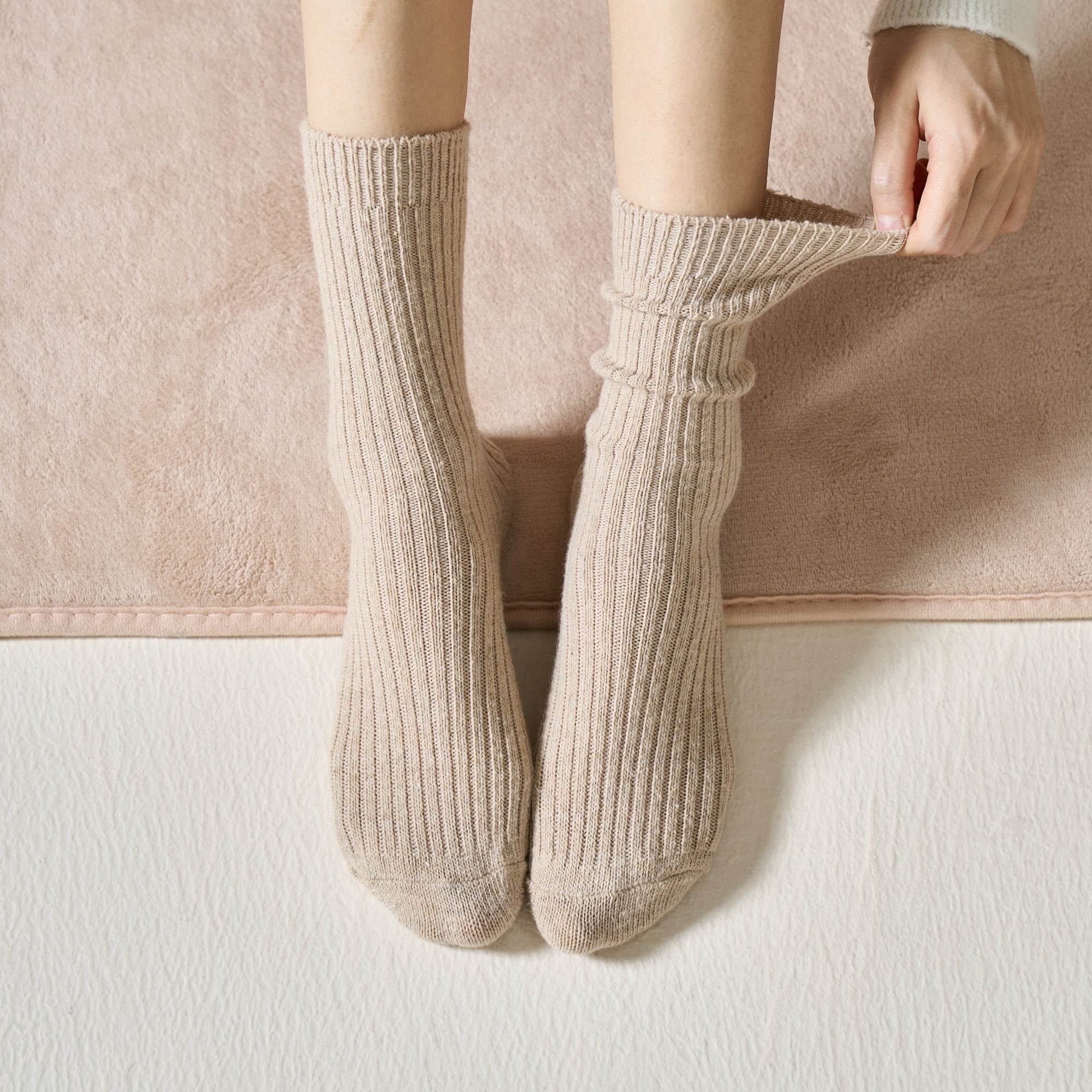 Women's Warm Wool Ribbed Socks  - Single Pair