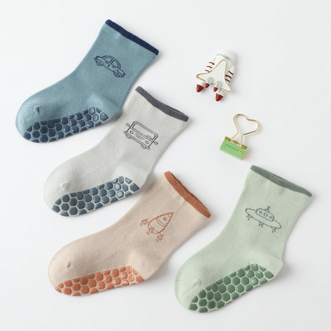 Baby’s First Journey Floor Socks with Full Grip 4-Pack
