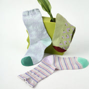 Women's Artistic Floral Mesh Crew Socks (3-Pack) - sock set showing breathable mesh comfort