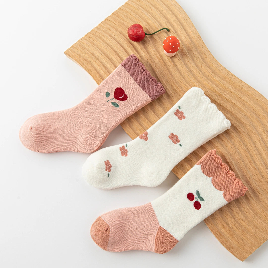 Baby’s Sweet Cherry Winter Thick Terry Socks 3-Pack
