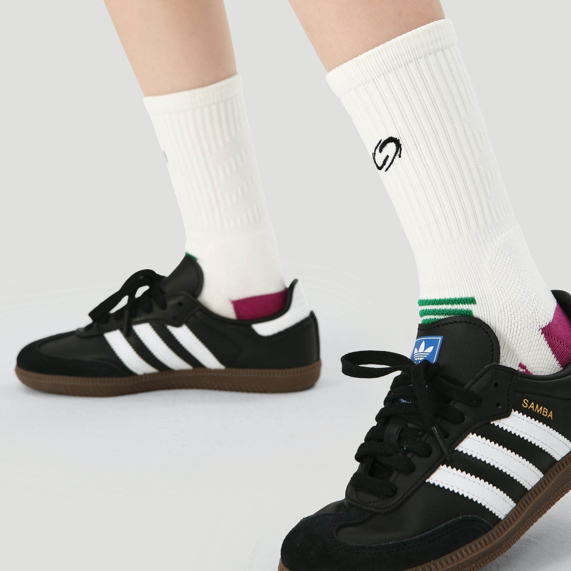 Women's Performance Cushioned Crew Socks - White / Forest / Berry