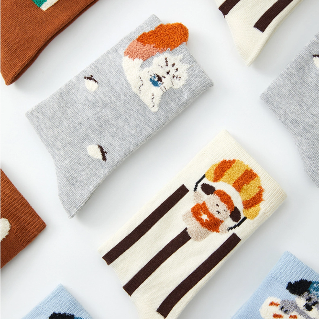 Kid‘s Winter Story 3D Lion & Scarf Cotton Socks (5-Pack)