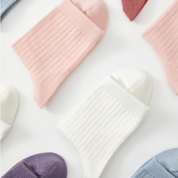 Kid‘s 97% Cotton Solid Ribbed Crew Socks 5-Pack