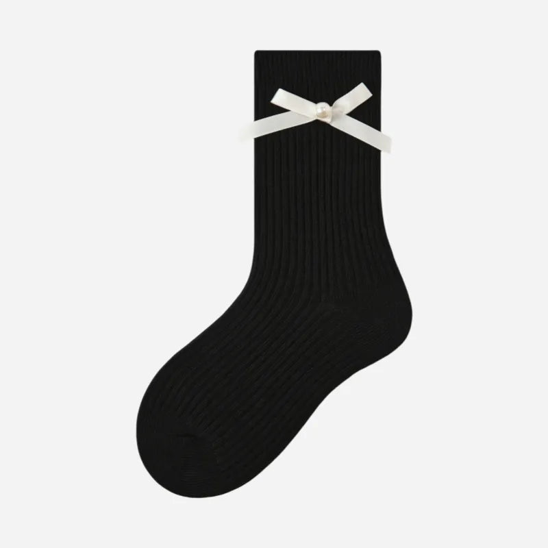 Kid's Girls' Elegant Ribbed Crew Socks - 3 Pairs