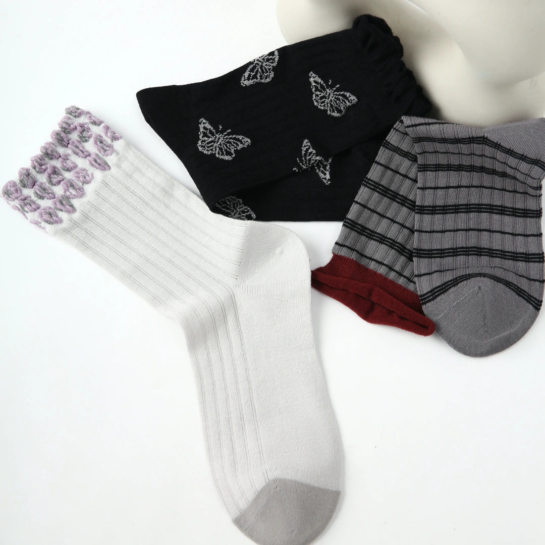 Women's Metallic Shimmer Mesh Crew Socks (3-Pack) - sock set showing breathable mesh comfort