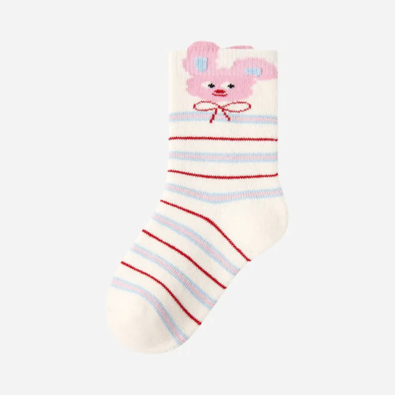 Kid's Kawaii Animals Crew Socks - 5 Pairs