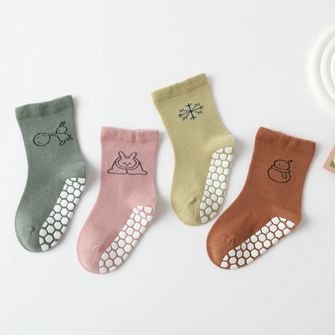 Cozy Winter Non-Slip Floor Socks 4-Pack