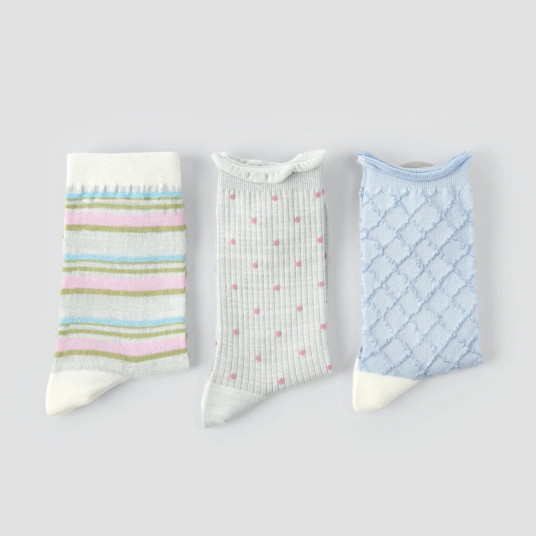 Women's Lurex Shimmer Mesh Crew Socks (3-Pack) - sock set showing breathable mesh comfort