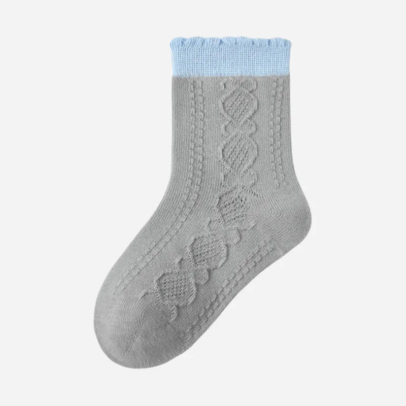 Kid's Girls' Sweet Blue Delicate Socks - 5 Pairs