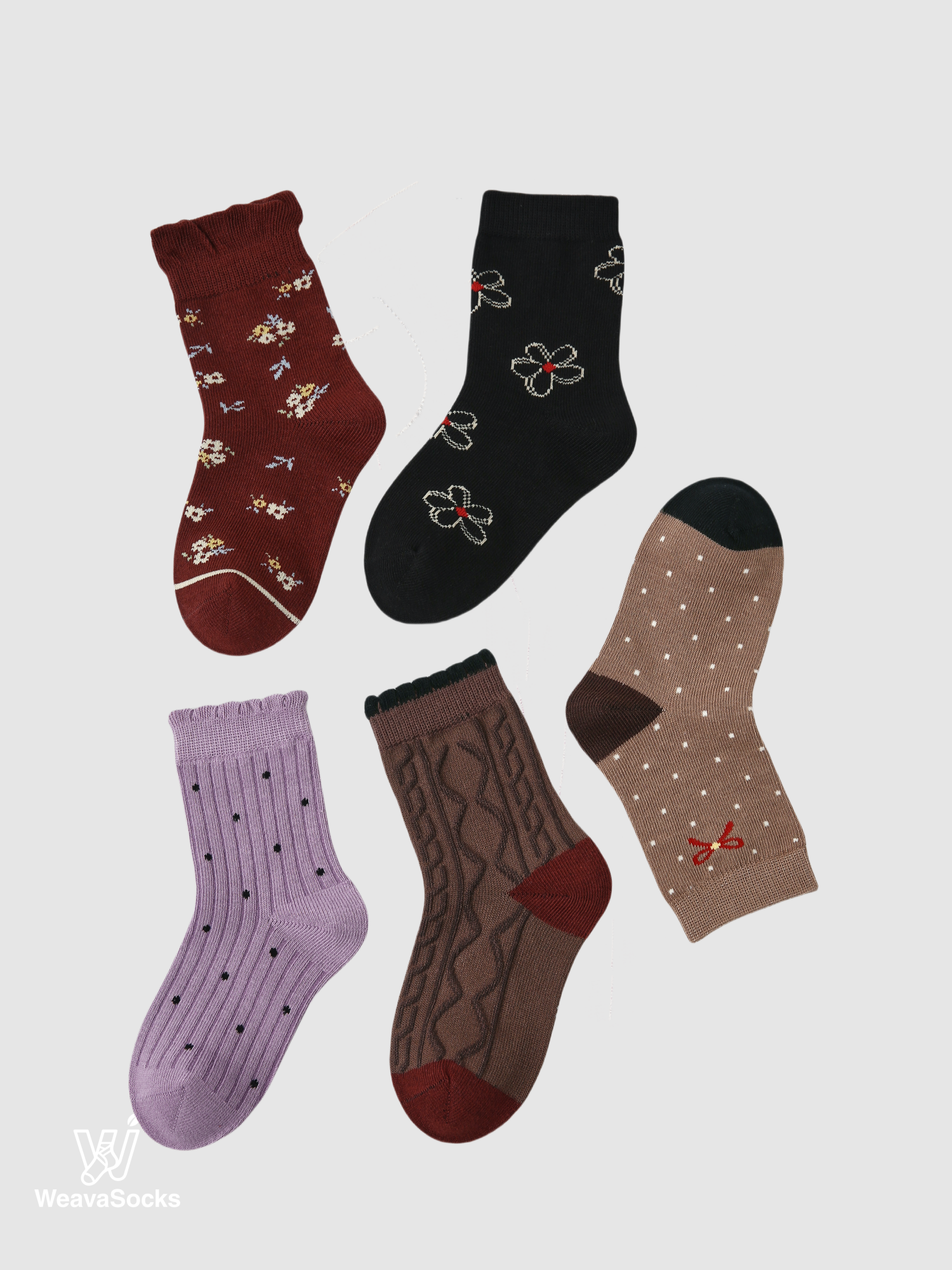 Kids' Plum Cocoa Bowties-5 Pack