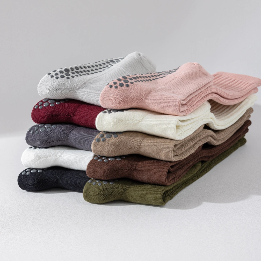 Women's Terry-Lined Pilates 92% Cotton Socks - product photo showing cushioned comfort
