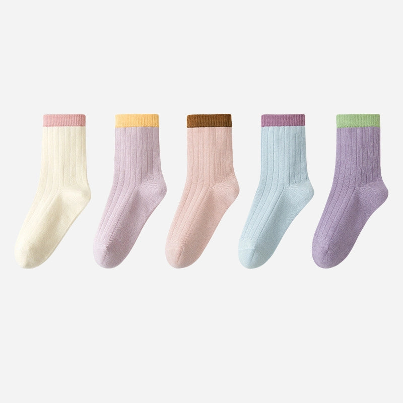 97% Cotton Ribbed Crew Socks 5-Pack