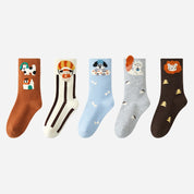 Kid‘s Winter Story 3D Lion & Scarf Cotton Socks (5-Pack)