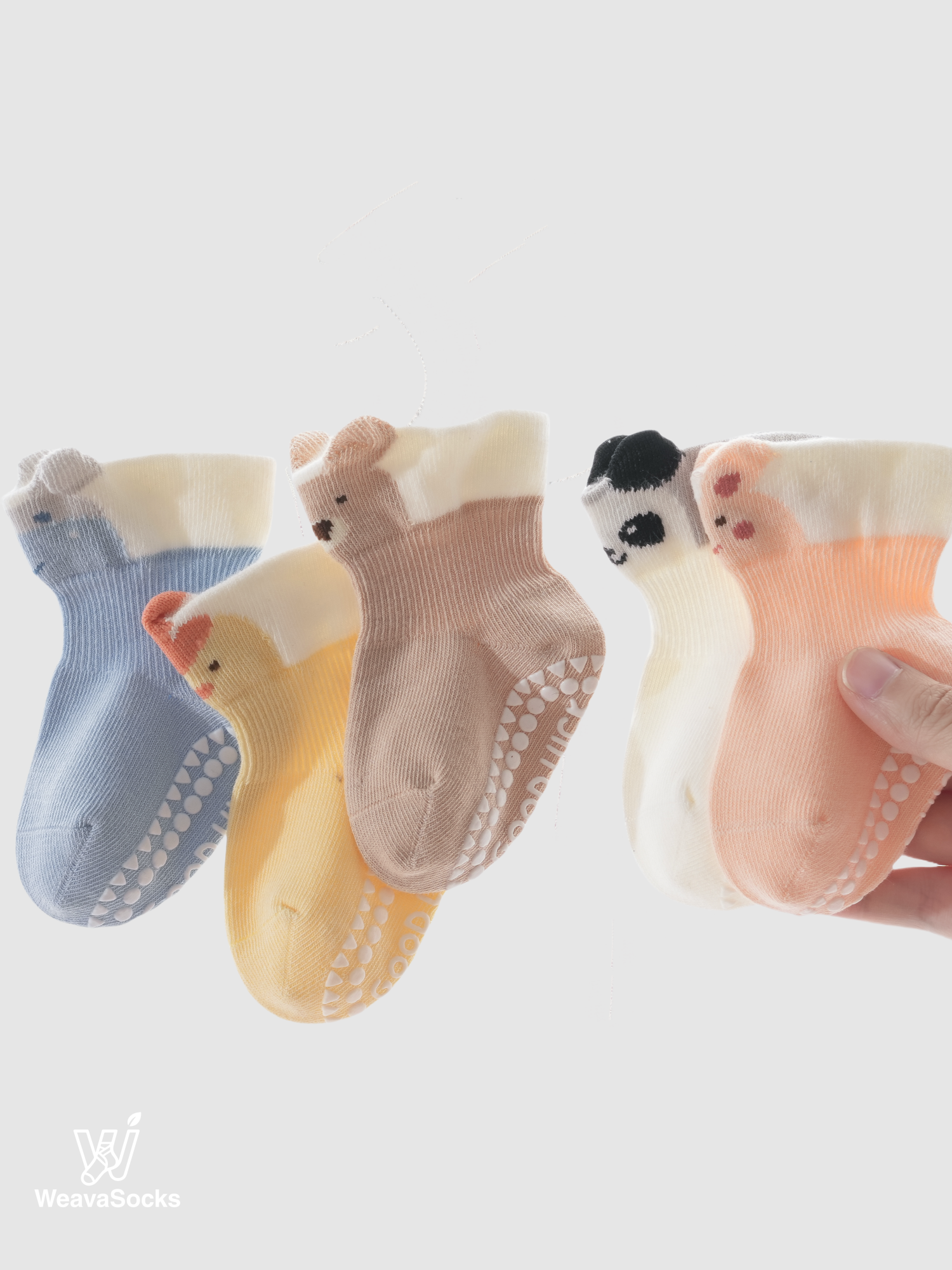 Babies' Pop-Out Pattern Grip Socks-3 Pack