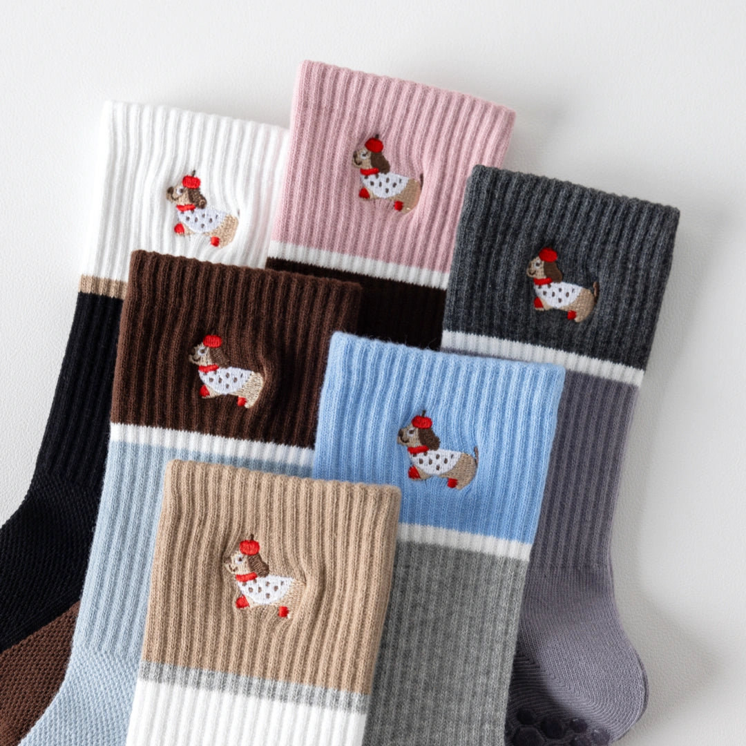 Women's 92% Cotton Yoga Mesh Crew Socks - product photo showing secure grip comfort