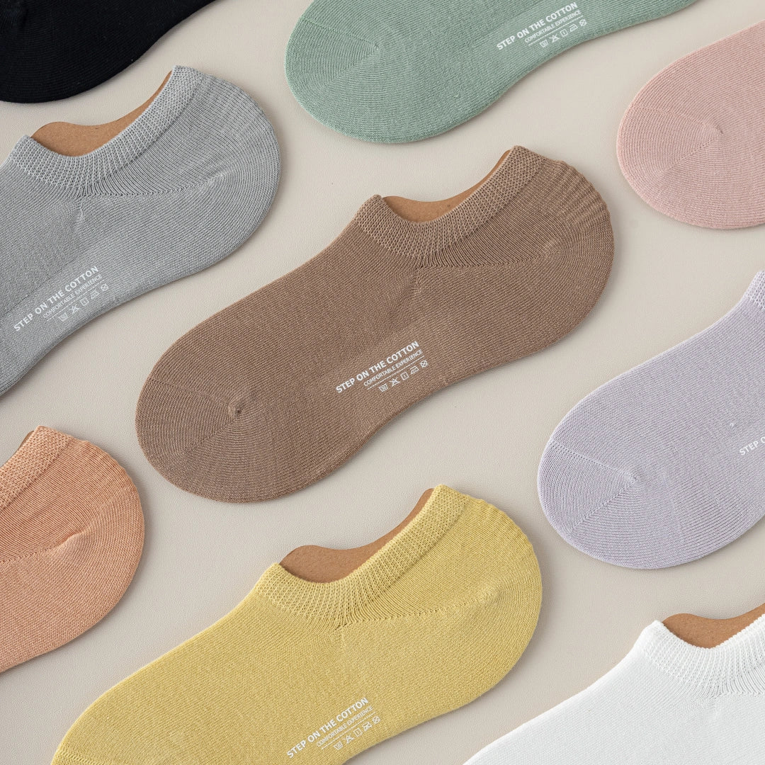 Kids & Petite Women's 95% Cotton Seamless No-Show Socks - sock set showing soft cotton comfort
