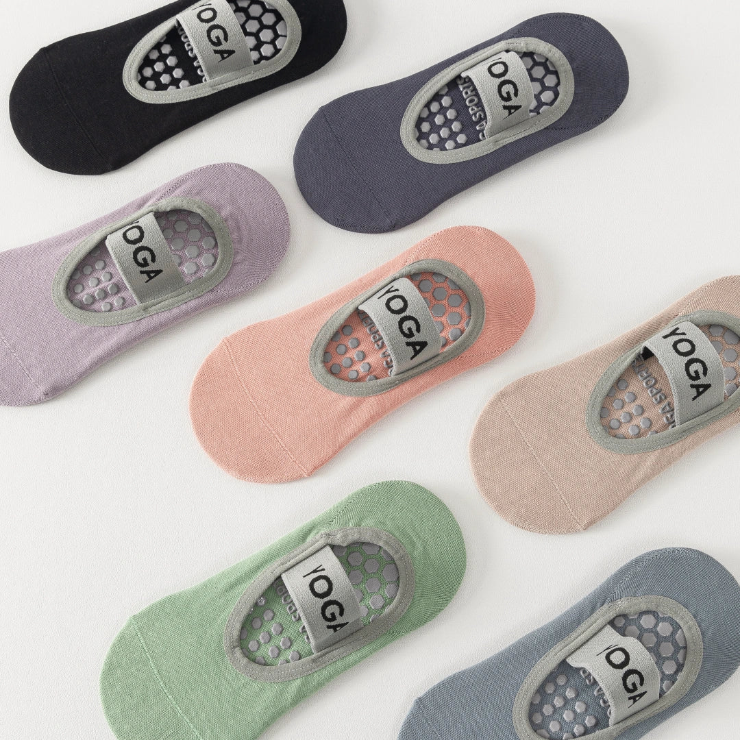 Women's Mercerized 92% Cotton Pilates Socks - product photo showing secure grip comfort
