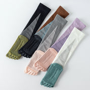 Professional Non-Slip Five-Toe Yoga Knee-High Socks - detail photo showing secure grip comfort