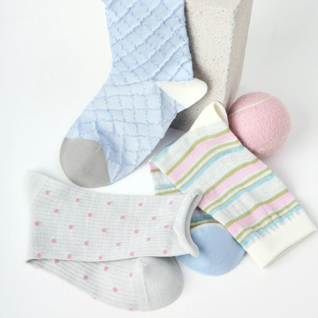 Women's Lurex Shimmer Mesh Crew Socks (3-Pack) - sock set showing breathable mesh comfort
