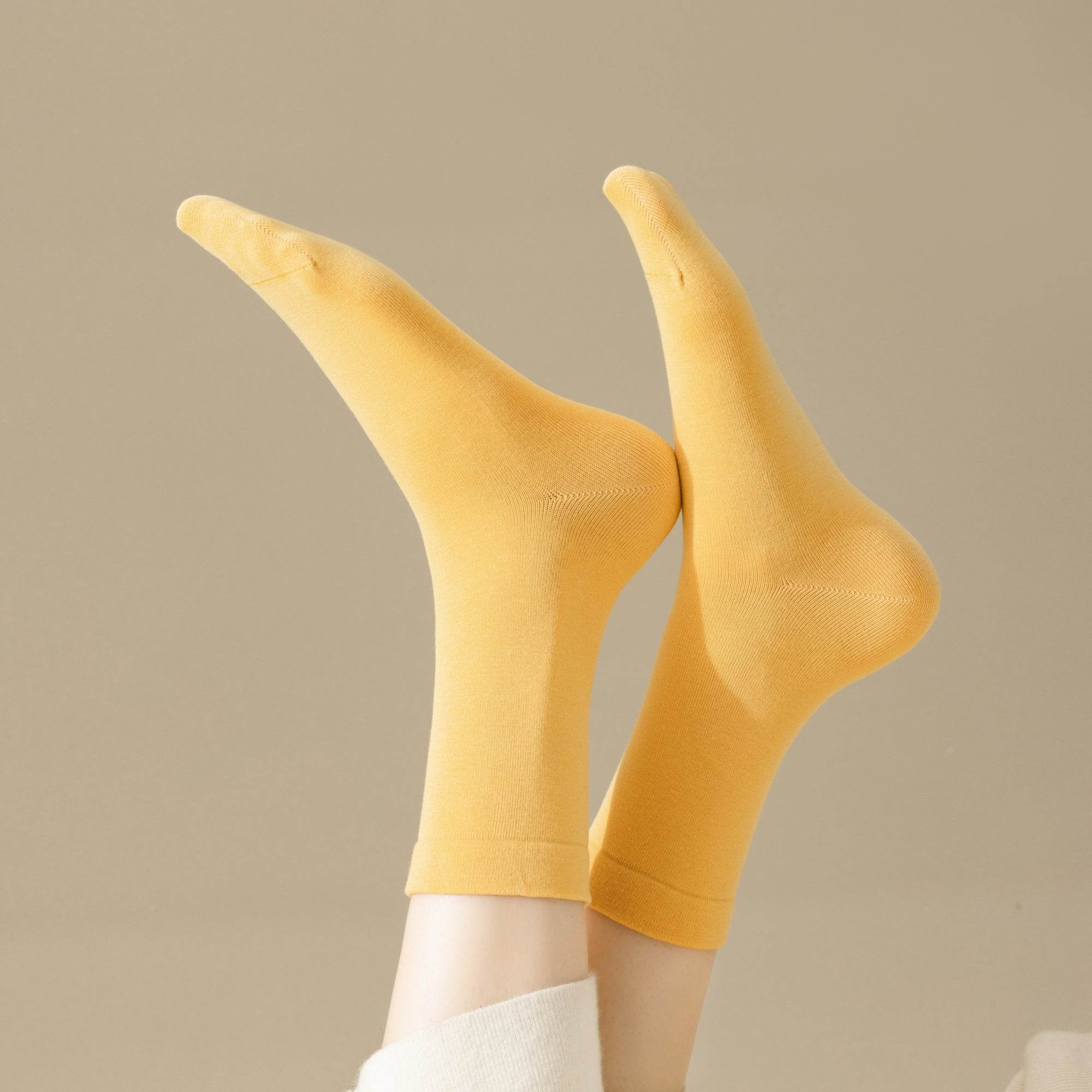 Women's Classic Solid Color Crew Socks - 5 Pairs