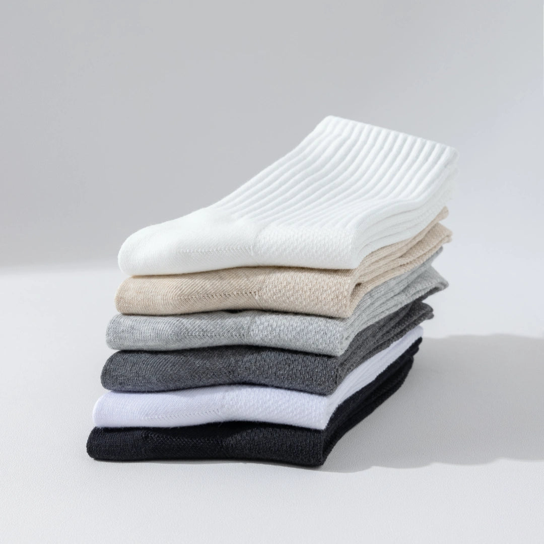 "Titan Mesh" Big & Tall Men's Crew Socks - product photo showing breathable mesh comfort